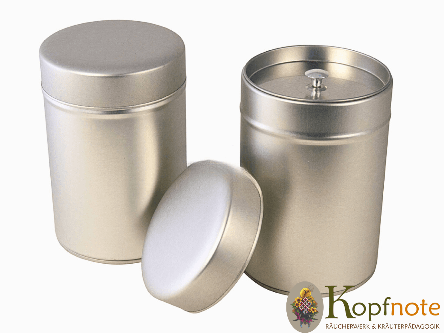 Teedose mit Doppeldeckel, Weißblech natur